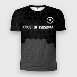 Мужская спорт-футболка Ghost of Tsushima glitch на темном фоне: символ св