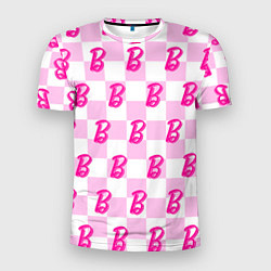 Мужская спорт-футболка Розовая шашка и Барби