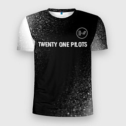 Мужская спорт-футболка Twenty One Pilots glitch на темном фоне: символ св