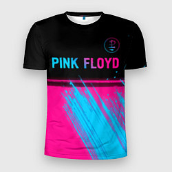 Футболка спортивная мужская Pink Floyd - neon gradient: символ сверху, цвет: 3D-принт