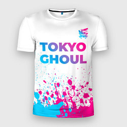 Мужская спорт-футболка Tokyo Ghoul neon gradient style: символ сверху