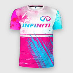 Мужская спорт-футболка Infiniti neon gradient style: символ сверху