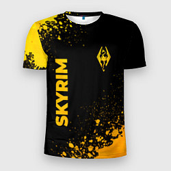 Футболка спортивная мужская Skyrim - gold gradient: надпись, символ, цвет: 3D-принт