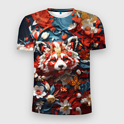 Мужская спорт-футболка Красная панда в цветах