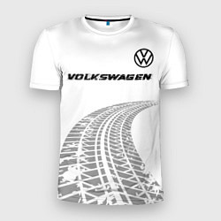 Мужская спорт-футболка Volkswagen speed на светлом фоне со следами шин: с