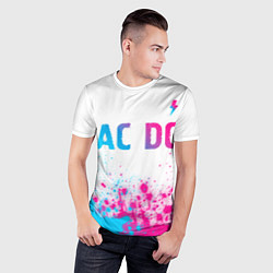 Футболка спортивная мужская AC DC neon gradient style: символ сверху, цвет: 3D-принт — фото 2