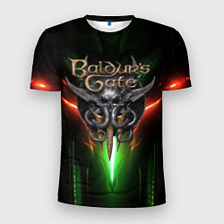 Мужская спорт-футболка Baldurs Gate 3 logo green red light