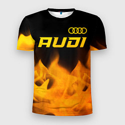Мужская спорт-футболка Audi - gold gradient: символ сверху