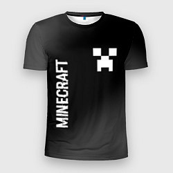 Футболка спортивная мужская Minecraft glitch на темном фоне: надпись, символ, цвет: 3D-принт