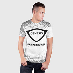 Футболка спортивная мужская Genesis speed на светлом фоне со следами шин, цвет: 3D-принт — фото 2