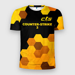 Мужская спорт-футболка Counter-Strike 2 - gold gradient: символ сверху