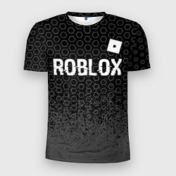 Мужская спорт-футболка Roblox glitch на темном фоне: символ сверху
