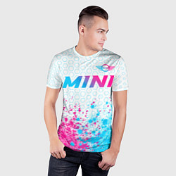 Футболка спортивная мужская Mini neon gradient style: символ сверху, цвет: 3D-принт — фото 2