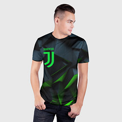 Футболка спортивная мужская Juventus black green logo, цвет: 3D-принт — фото 2