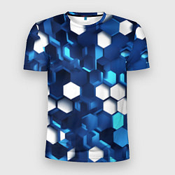 Мужская спорт-футболка Cyber hexagon Blue