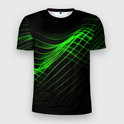 Мужская спорт-футболка Зеленые яркие линии