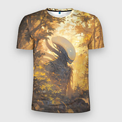 Мужская спорт-футболка Ксеноморф в утреннем лесу