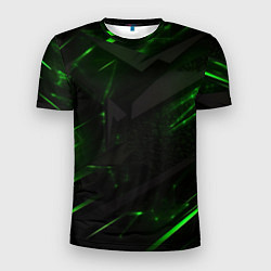 Футболка спортивная мужская Dark black green abstract, цвет: 3D-принт