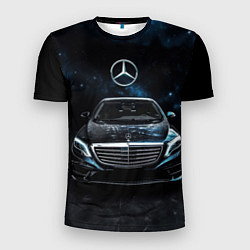Футболка спортивная мужская Mercedes Benz space background, цвет: 3D-принт