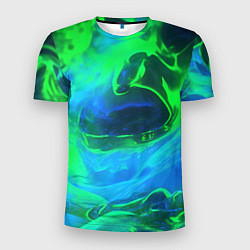 Футболка спортивная мужская Зеленый и синий дым, цвет: 3D-принт