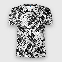 Футболка спортивная мужская Чёрно-белая сеть, цвет: 3D-принт