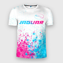 Футболка спортивная мужская Jaguar neon gradient style: символ сверху, цвет: 3D-принт