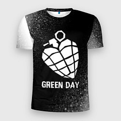 Футболка спортивная мужская Green Day glitch на темном фоне, цвет: 3D-принт