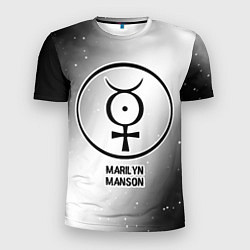 Мужская спорт-футболка Marilyn Manson glitch на светлом фоне