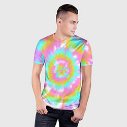 Футболка спортивная мужская Tie-Dye кислотный в стиле барби, цвет: 3D-принт — фото 2