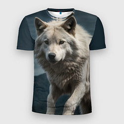 Футболка спортивная мужская Белый волк вожак стаи, цвет: 3D-принт
