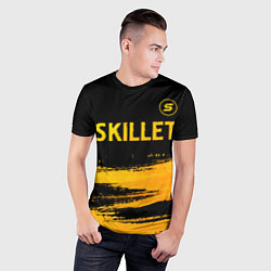 Футболка спортивная мужская Skillet - gold gradient: символ сверху, цвет: 3D-принт — фото 2