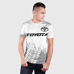Футболка спортивная мужская Toyota speed на светлом фоне со следами шин: симво, цвет: 3D-принт — фото 2
