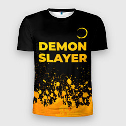 Футболка спортивная мужская Demon Slayer - gold gradient: символ сверху, цвет: 3D-принт