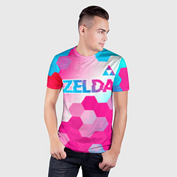 Футболка спортивная мужская Zelda neon gradient style: символ сверху, цвет: 3D-принт — фото 2