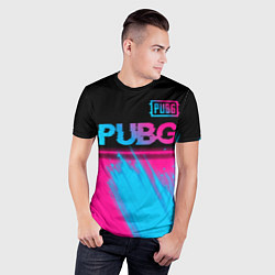 Футболка спортивная мужская PUBG - neon gradient: символ сверху, цвет: 3D-принт — фото 2