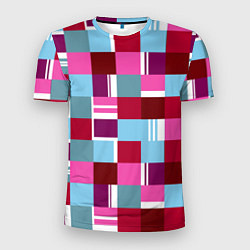 Мужская спорт-футболка Ретро квадраты вишнёвые