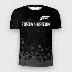 Футболка спортивная мужская Forza Horizon glitch на темном фоне: символ сверху, цвет: 3D-принт