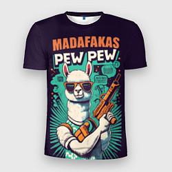 Футболка спортивная мужская Pew Pew Madafakas - лама с пистолетами, цвет: 3D-принт