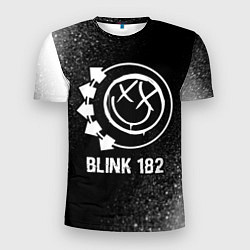 Футболка спортивная мужская Blink 182 glitch на темном фоне, цвет: 3D-принт