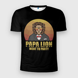 Футболка спортивная мужская Папа лев выходит на вечеринку, цвет: 3D-принт