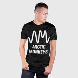 Футболка спортивная мужская Arctic Monkeys glitch на темном фоне, цвет: 3D-принт — фото 2