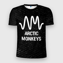 Футболка спортивная мужская Arctic Monkeys glitch на темном фоне, цвет: 3D-принт