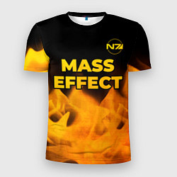 Мужская спорт-футболка Mass Effect - gold gradient: символ сверху