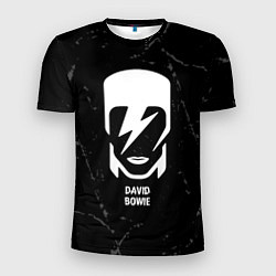 Мужская спорт-футболка David Bowie glitch на темном фоне