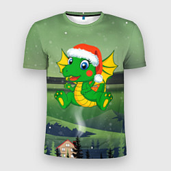 Мужская спорт-футболка Зеленый дракончик 2024