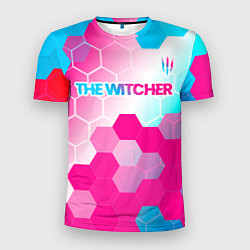 Мужская спорт-футболка The Witcher neon gradient style: символ сверху