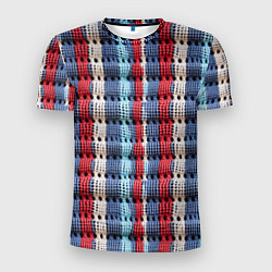 Мужская спорт-футболка Вязаный узор разноцветные вертикальные полосы