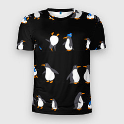 Мужская спорт-футболка Веселая семья пингвинов