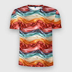 Футболка спортивная мужская Разноцветные полосы текстура ткани, цвет: 3D-принт