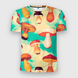 Футболка спортивная мужская Грибы в небе паттерн, цвет: 3D-принт